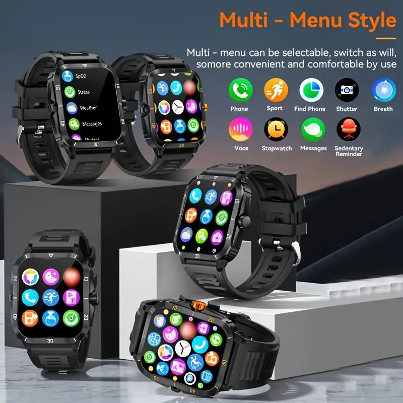 smart watch sturdy and outdoor perfect activity long voice call body detection mens and womens watch 6