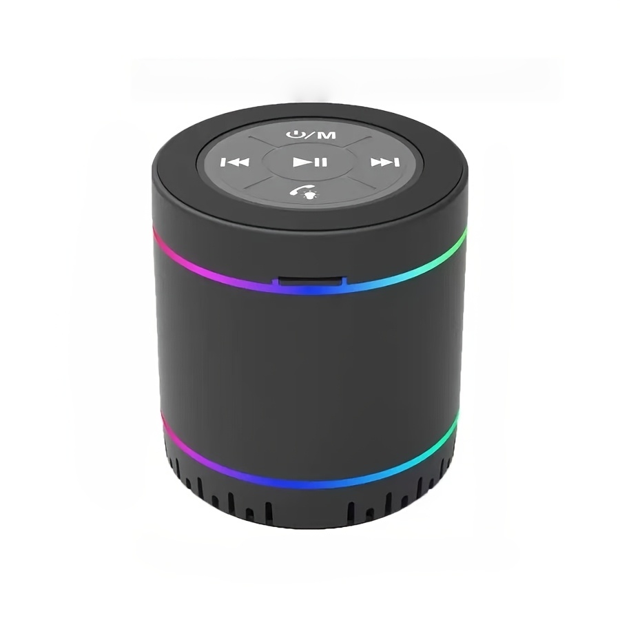 photo de l'article mini enceinte bluetooth, enceinte de bureau intérieur et extérieur pour sports, enceinte portable bluetooth 5.2 avec   rgb, paire stéréo tws, 4h dautonomie, type-c, enceinte de fête extérieure pour maison, compatible avec téléphones mobiles et  