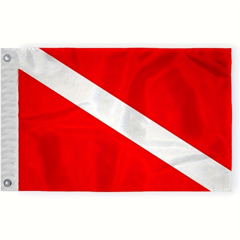 TEMU Flag 1pc Skin Diver Flag | Red And White Nautical Pattern, Edge-stitched, With Eyelets For Easy Hanging, Polyester Fabric, Ideal And Ocean
