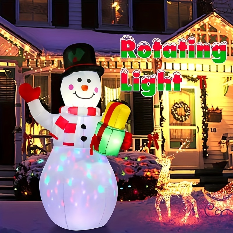 

5 Foot Inflatable Snowman With Rotating Led Lights, Outdoor Patio Christmas Decorations, Durable Polyester, Festive Festive Display