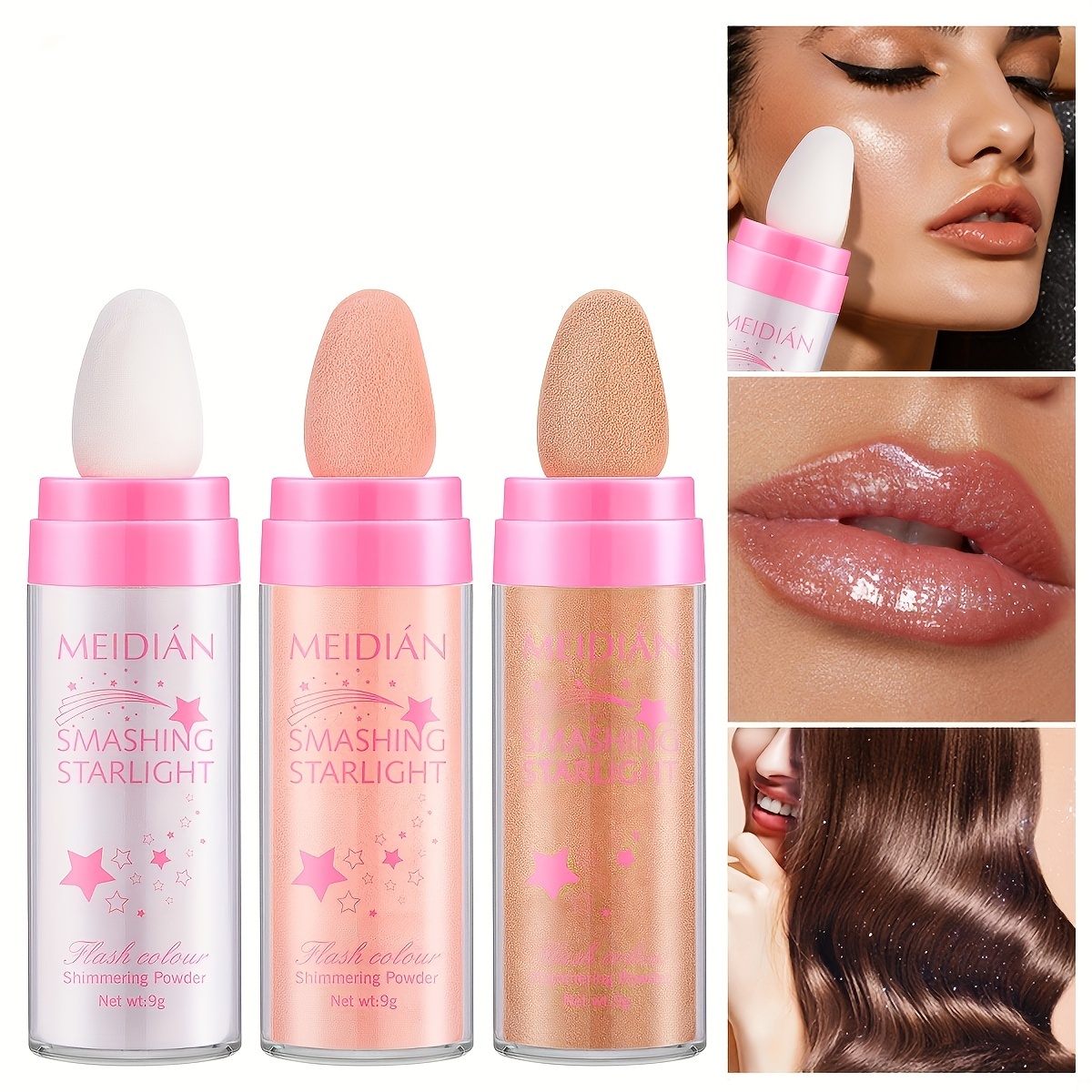 

Starlight Highlighter Powders, Soft-focus Shimmering Face Powder, 3d Natural Glow Makeup, Lightweight Brightening Blush With Luminous Finish