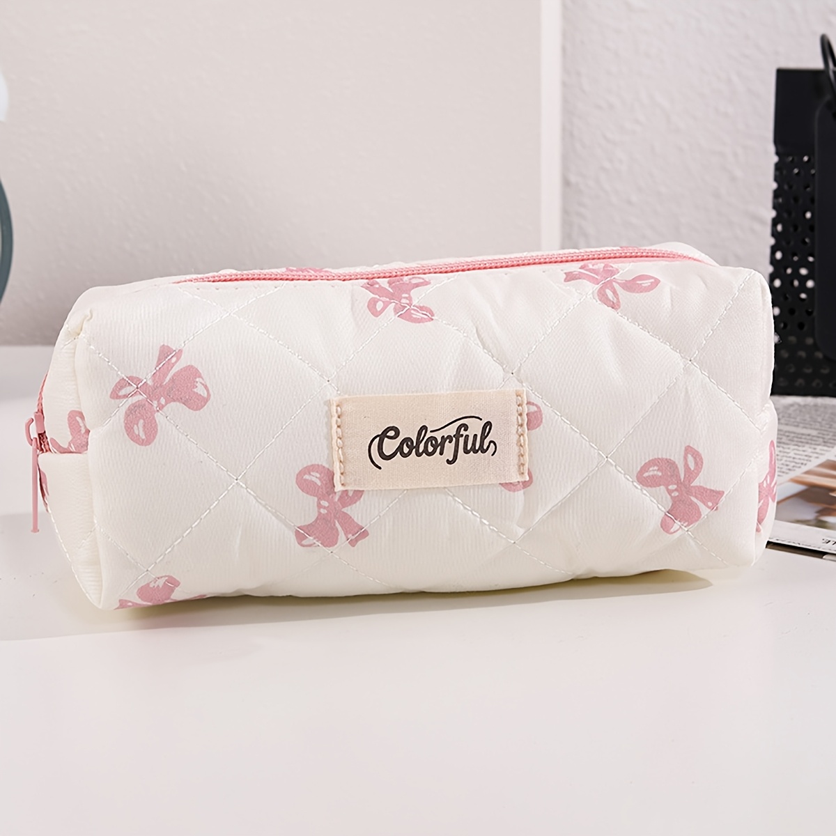TEMU Vintage Exquisite Bow-knot Printed Pencil Case, Gradient Color Pattern Stationery Storage Pouch, A Stylish And Portable School Supply Gift For