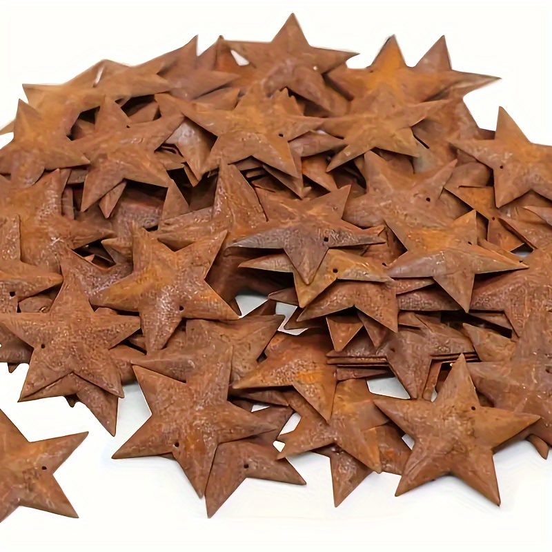 

10pcs Vintage Metal Star Ornaments For Christmas Tree - Rustic Iron Decorations, Christmas, Rusty, Pendant, Room Decor