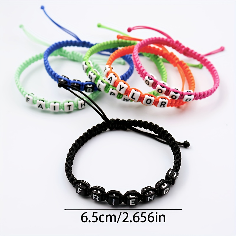 2pcs pure handmade woven alphabet bracelet acrylic square - Temu Oman