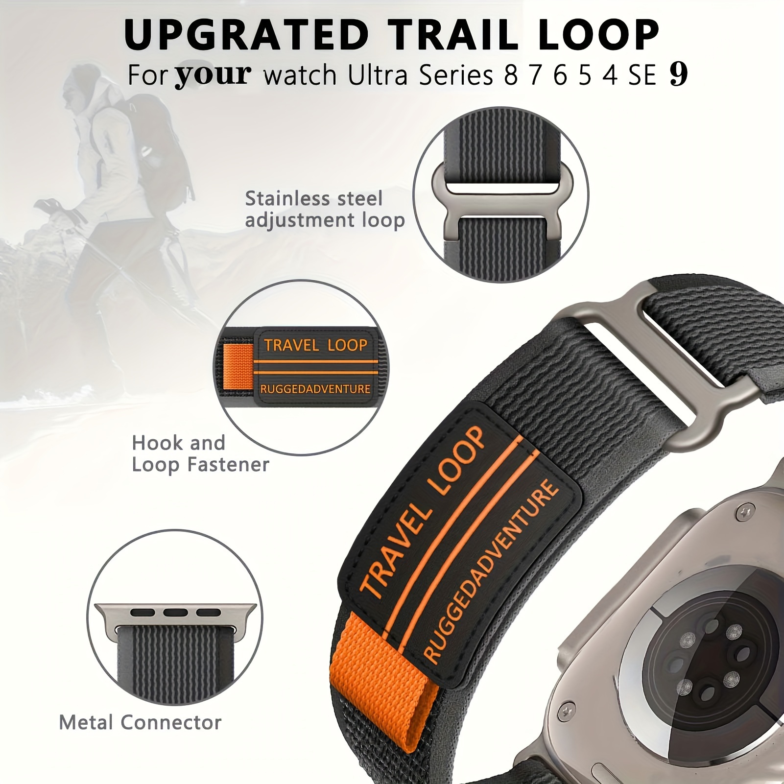 Trail Loop Pour Votre Montre Ultra 1 2 Bande 49mm 44mm 40mm 45mm 41mm 38mm 42mm Bracelet En Nylon En Cuir IWatch S rie Se 7 6 5 3 8 9 Sangle