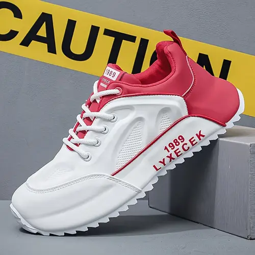 1pair vintage style mens casual sneakers low top lace up shoes with rubber sole for round toe sports shoes for running and training