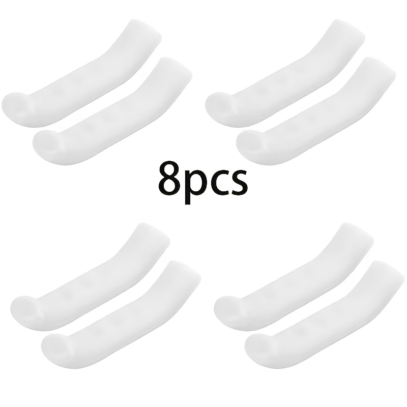 TEMU 8pcs Set, 4 Pairs, White Rubber Brake Grips - Anti-slip Brake Handle Covers, Suitable For Road Bike And Mountain Bike Brake Levers, Durable