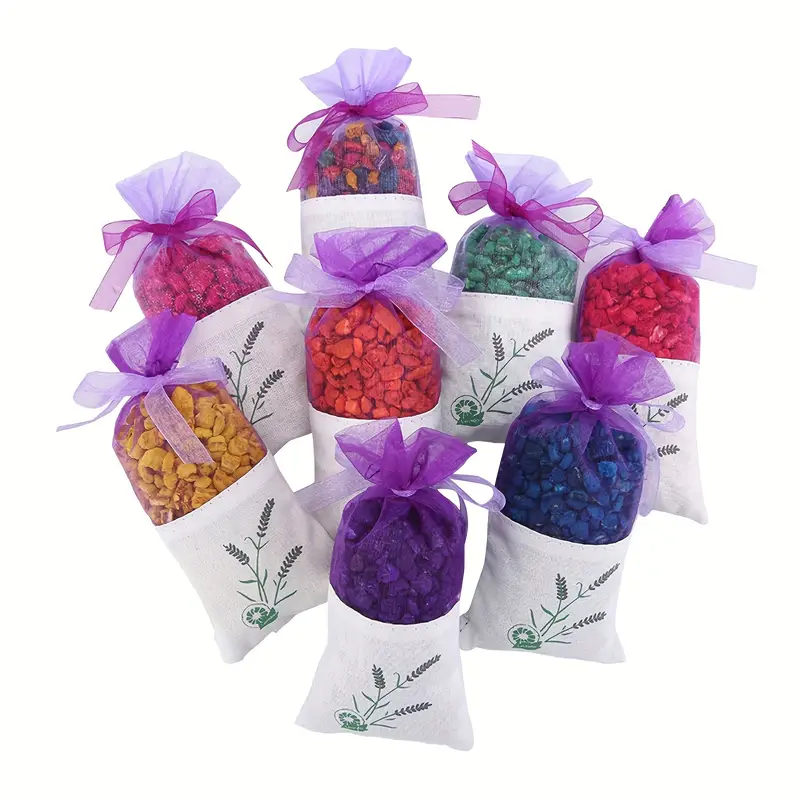 8pcs nano aroma stone sachets assorted scents rose jasmine lady tulip osmanthus sandalwood vanilla plant particles aromatic herbal fragrance capsules for bedroom bathroom aromatherapy details 7