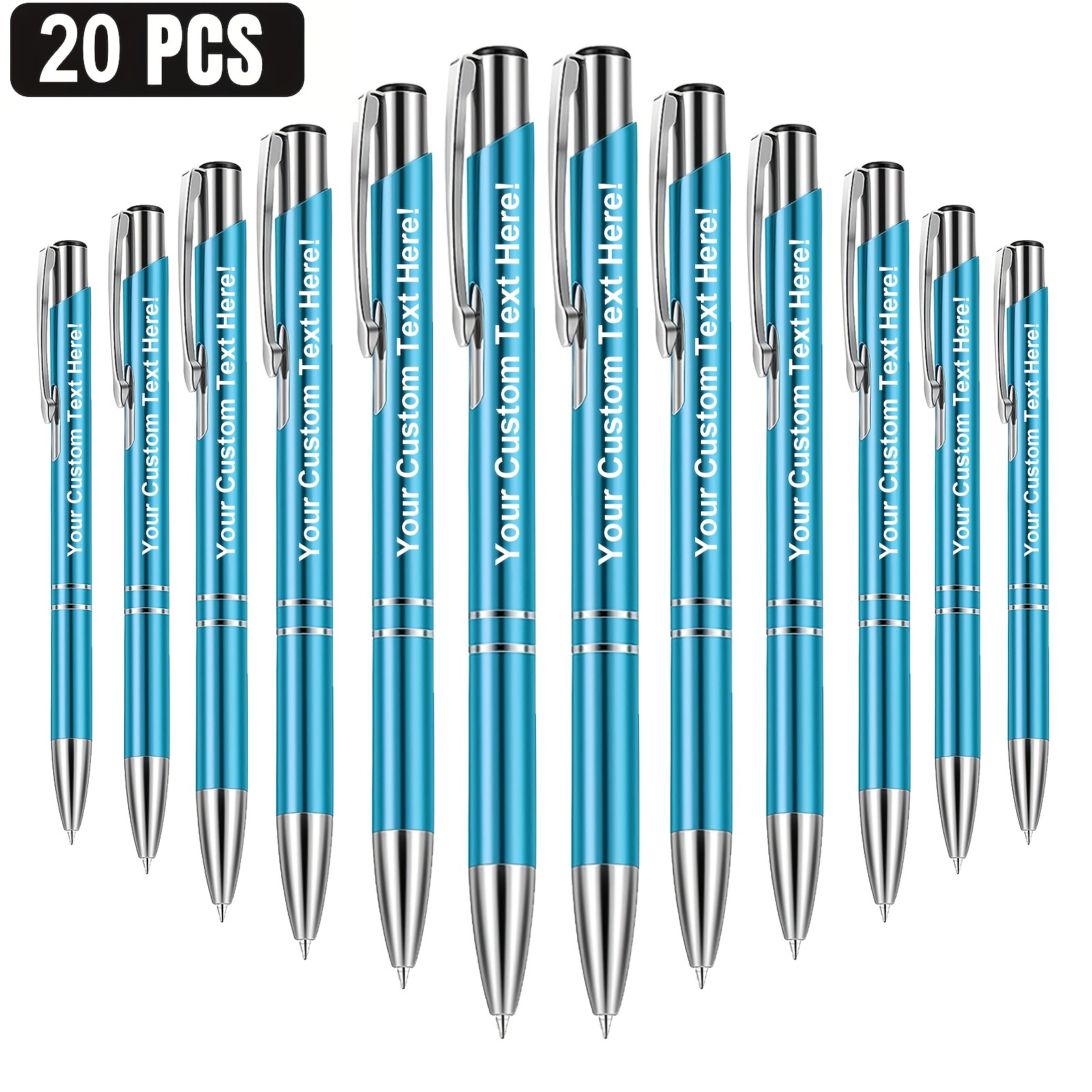 

20pcs Customized Metal Ballpoint Pens, , Smooth Writing, Retractable, Round Body, Medium Point, Personalized Engraving