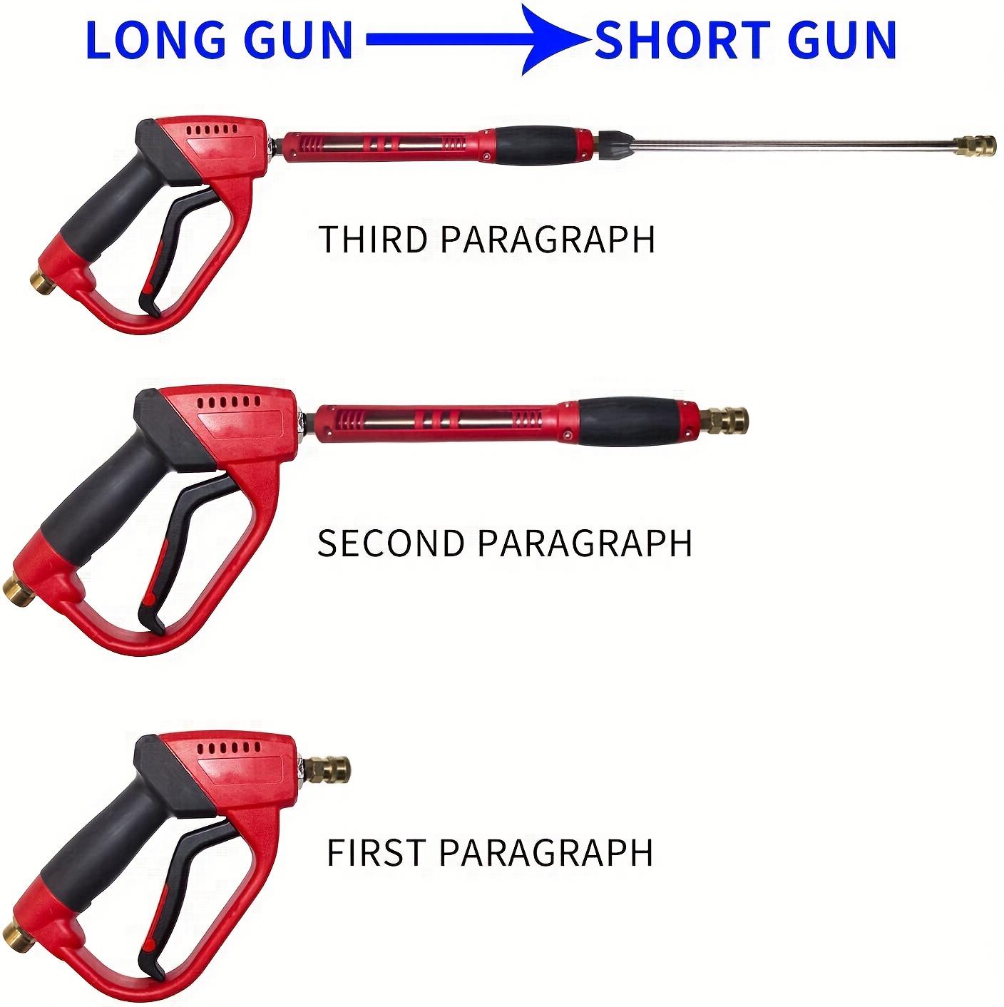 High-Pressure Cleaning Gun with Replacement Wand, 5 Nozzle Heads, M22 Connector, 39 Inches Long, 5000 PSI.