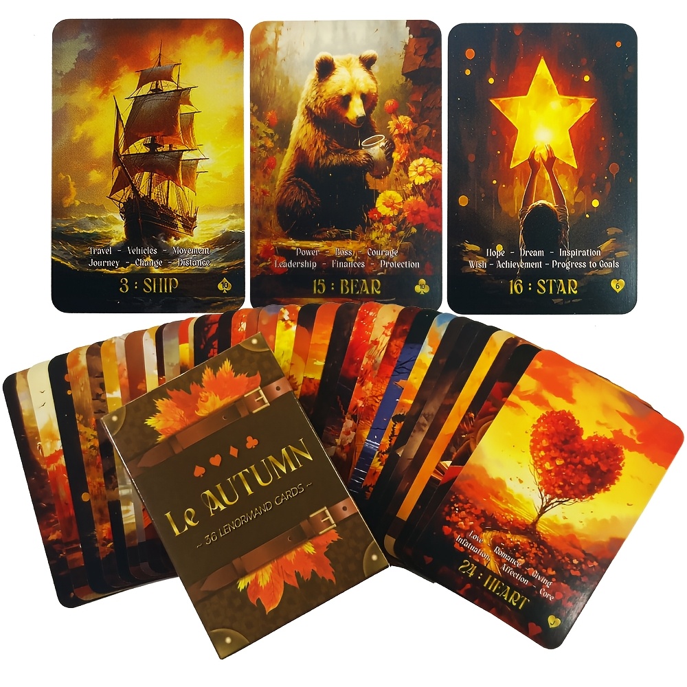 

[1 Set Autumn Lenormand Cards] Autumn Lenormand Deck | 36 Cards | Fun Game, Compact Inspiration Cards | Holiday Gifts For 14 And Up