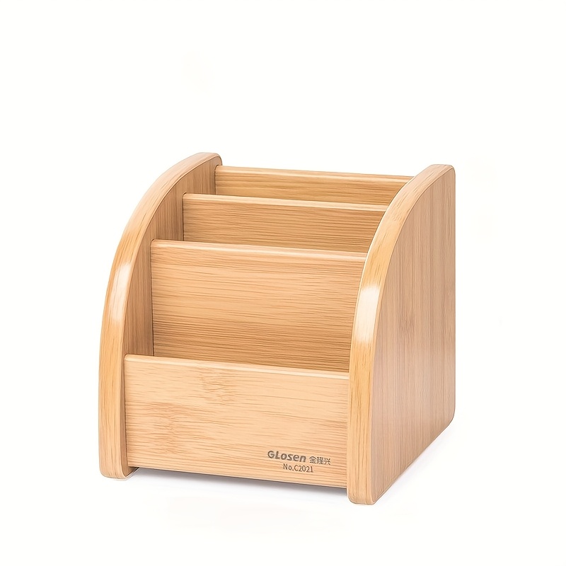 Image of Wooden Creative Desktop Storage Stationery Organizer Wooden Multifunctional Pen Holder Desktop Tidy Drawer Organizer Multifunctional Storage Box Cosmetic Box Remote Control Box