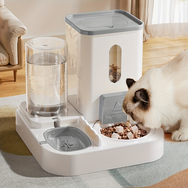 

easy-setup" 2-in-1 Automatic Cat Feeder & Water Dispenser Set - Non-electric, Gravity-fed Food And Water Container For Indoor Cats