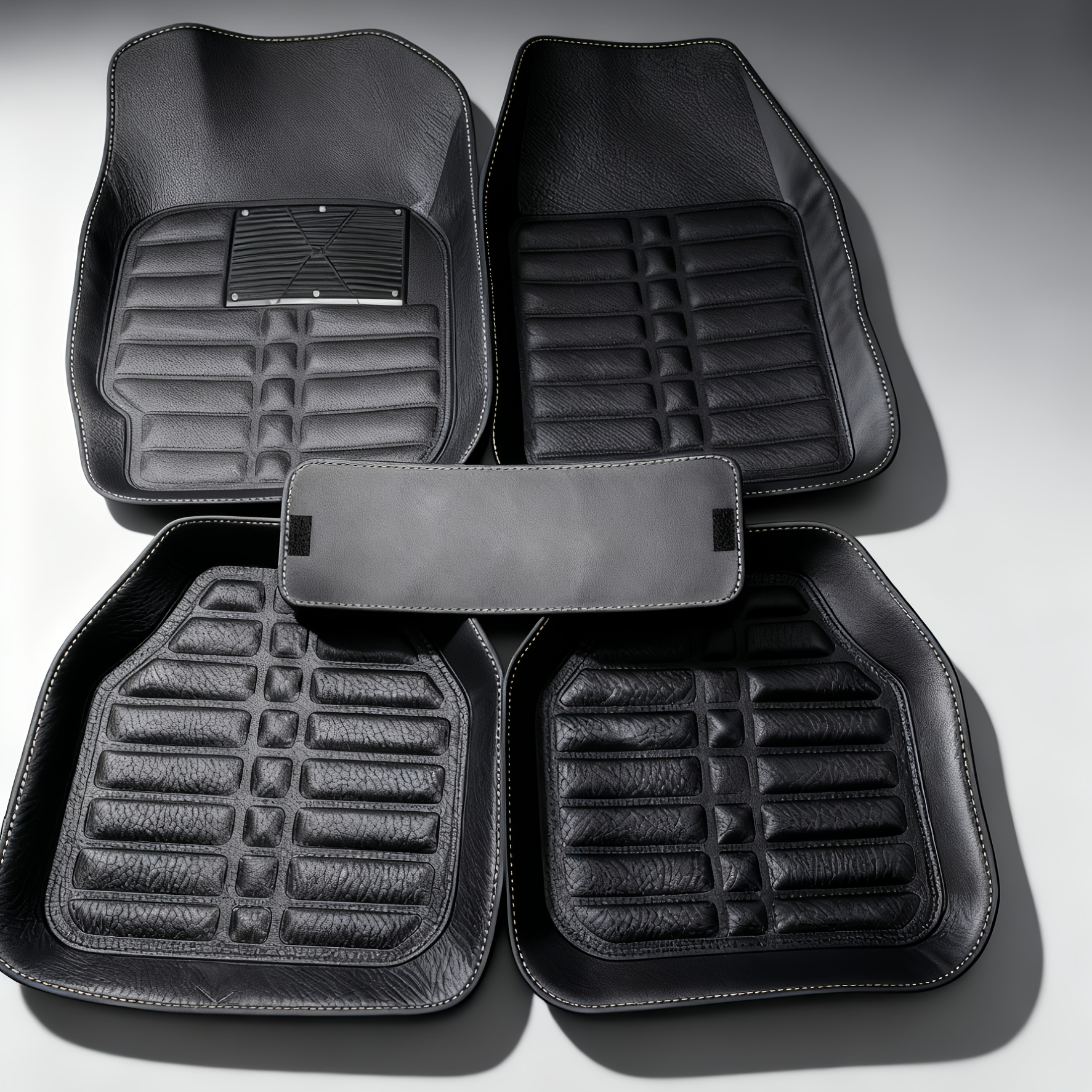 TEMU Ensemble de 5 tapis de sol de voiture universels 3D - Matériau PVC, options multicolores, ergonomique, surface antidérapante facile à nettoyer,