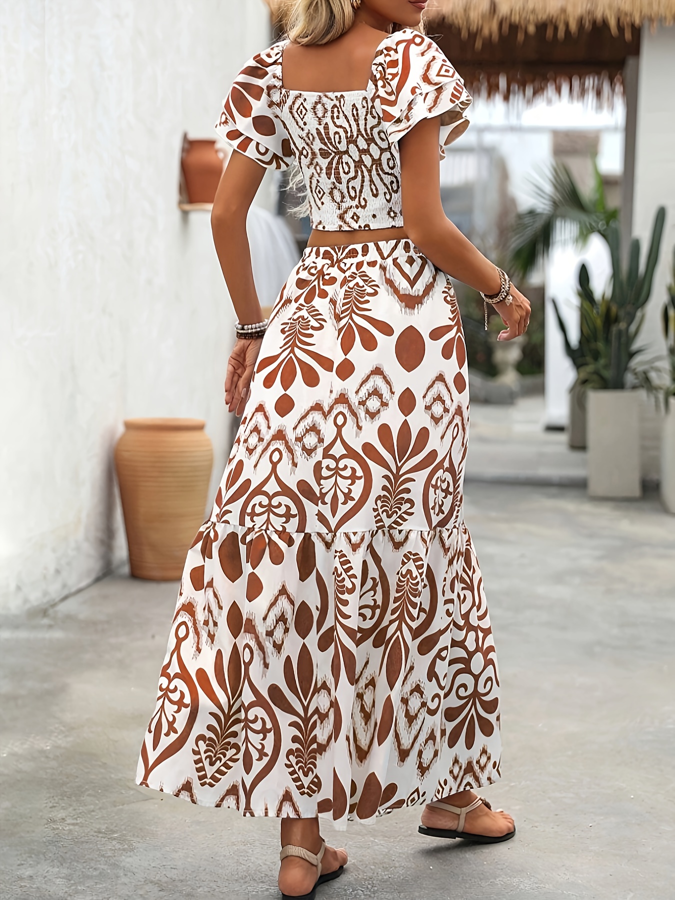 yy0401139 tropical print two piece skirt set vacation Temu