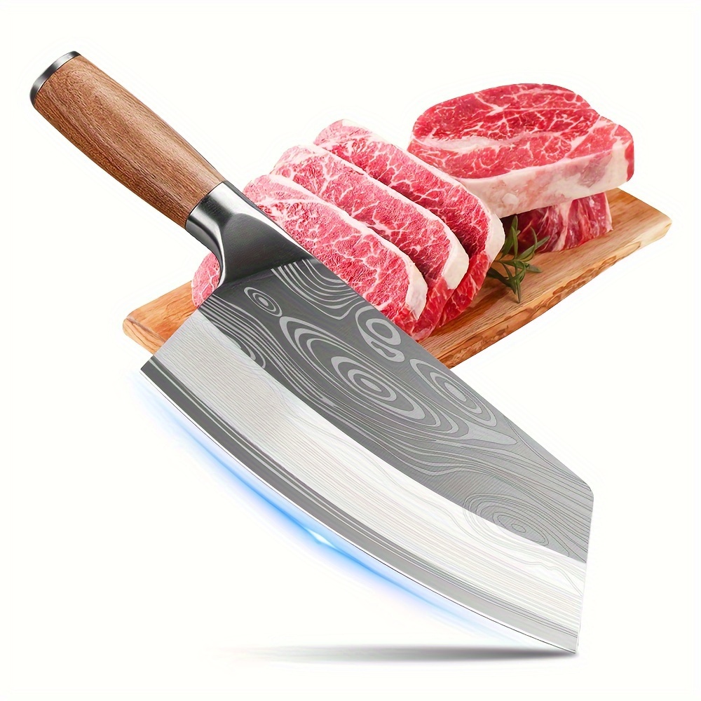

Meat Cleaver - 7'' Heavy Duty Butcher Knife Meat Chopper Bone Cutting Knife - High Carbon German Stainless Steel - For Home Kitchen And Restaurant Gifts