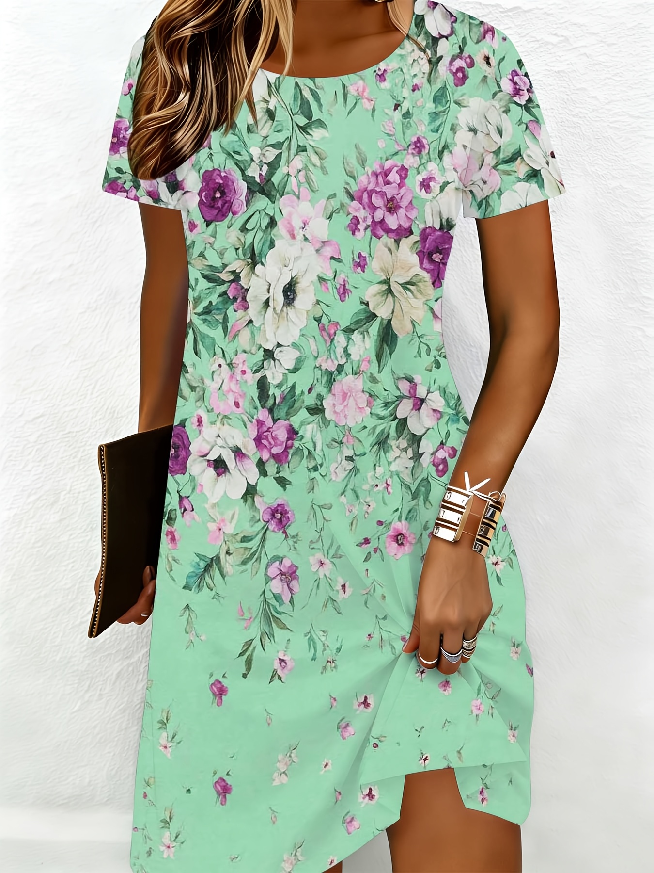 green dress with purple flowers Glitz 1547 Green Purple Print Pleated Dress & Jacket – Rouge Boutique  Inverness