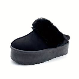 womens cozy genuine cover slip on snow boots with fluffy trim thick rubber sole for winter boots
