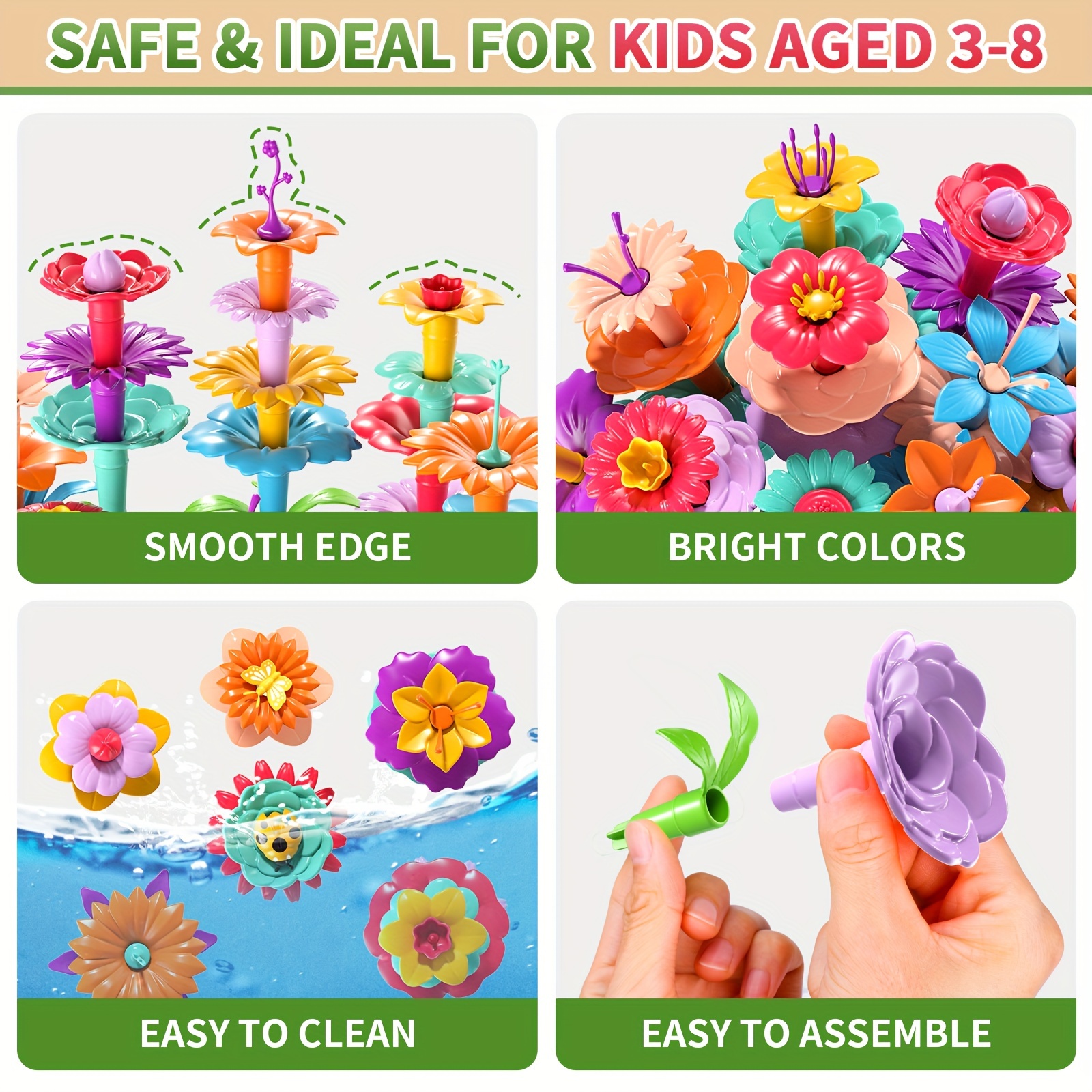 Flower Garden Building Toys for Year Old Girls, Educational  Activity Birthday Gifts for Year Old Girls, Building Stem Toys for  Kids Ages