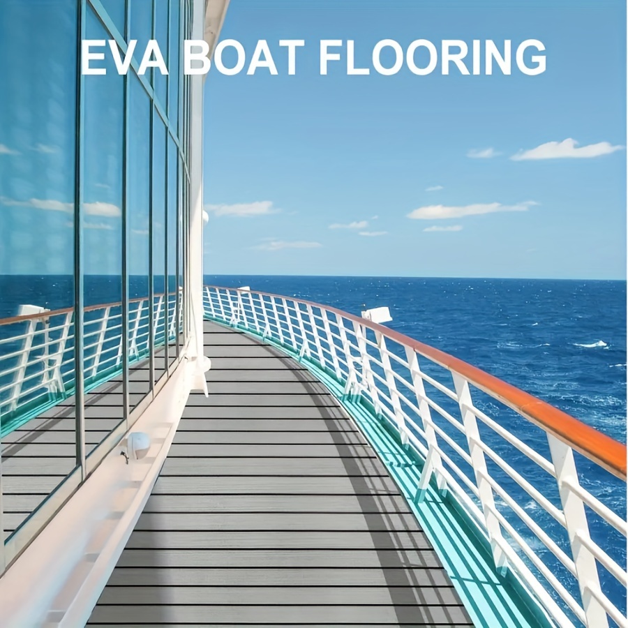 EVA Faux Teak Decking Sheet, 94.5x35.4 Inches, 6mm Thick, Non-Slip Marine Flooring Mat For Boats, Yachts & RV