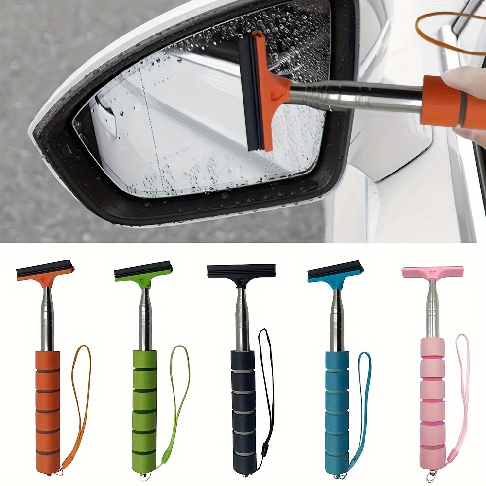 

Stainless Steel Telescopic Car Mirror Wiper - Retractable, Layered Brush Head For