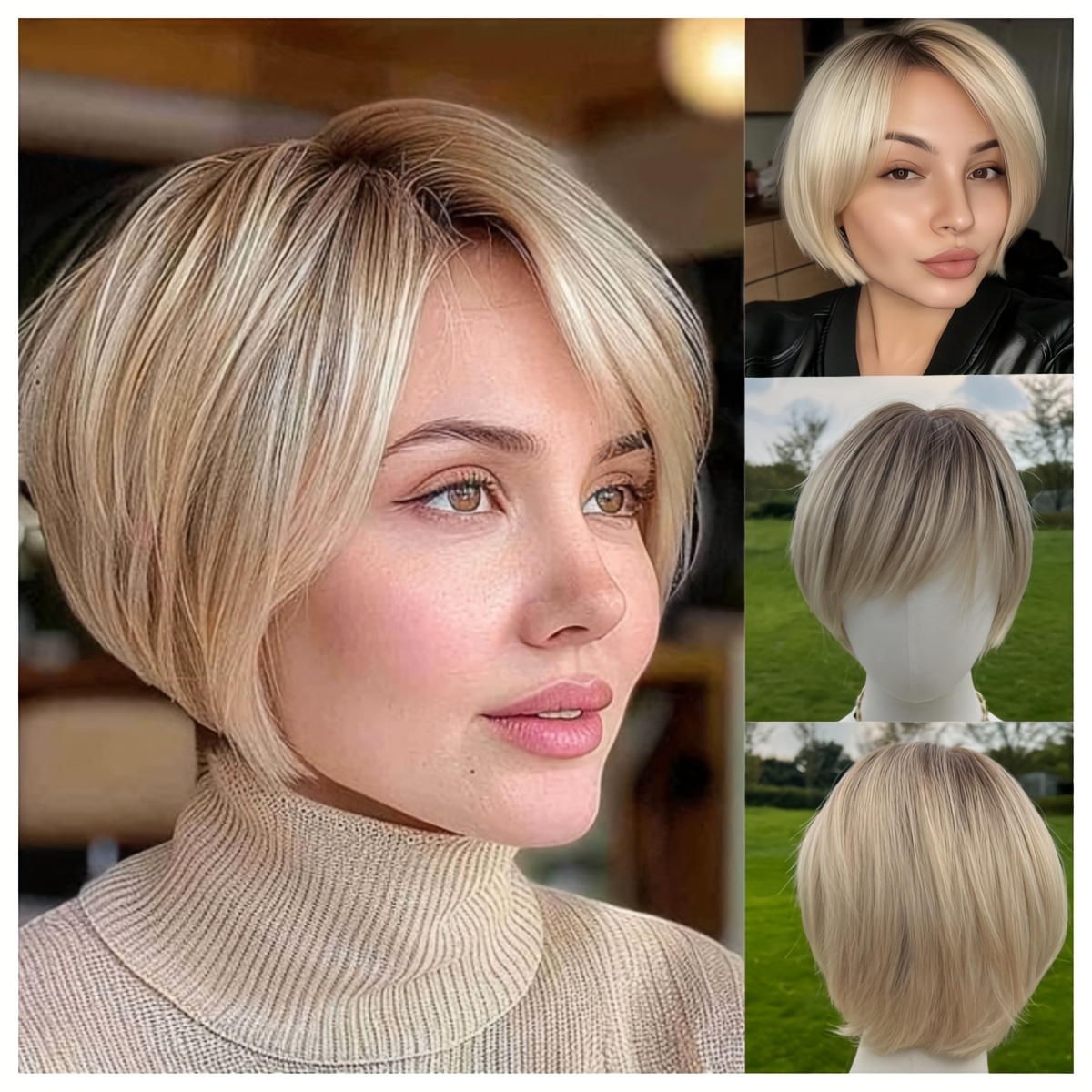 

Short Wig, Air Bangs And Natural Ends, Synthetic Fibers Wig, Realistic Looks. Casual And Urban Style. For , Parties, Celebrations, Ceremonies. Soft And Comfortable, Easy To . 12 Inches.