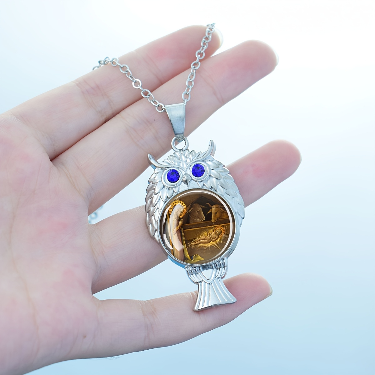 Owl Pendant Necklace, Nativity Theme Spiritual Gift