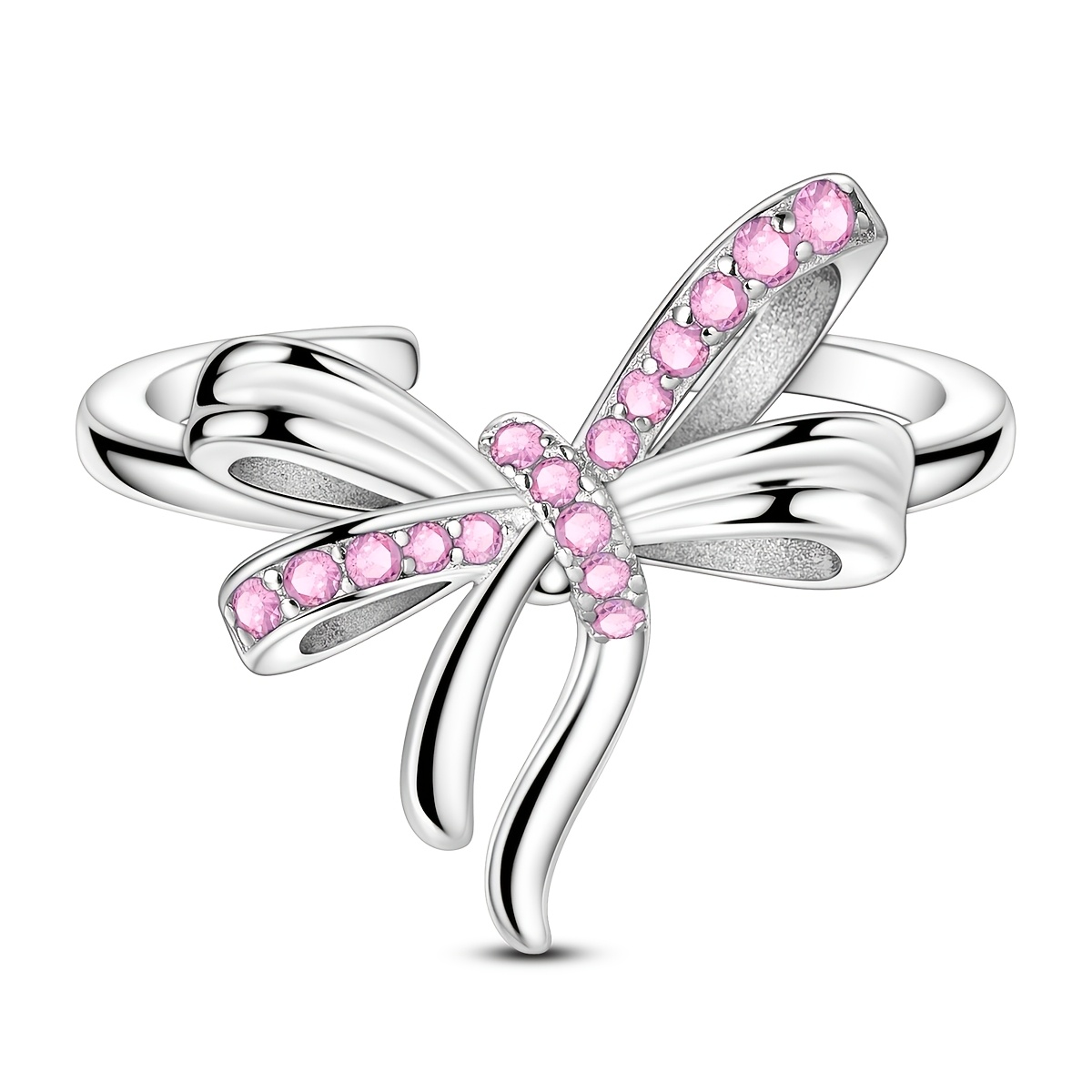 Silvery Color Adjustable Bow Ring, Luxury Gift Packaging