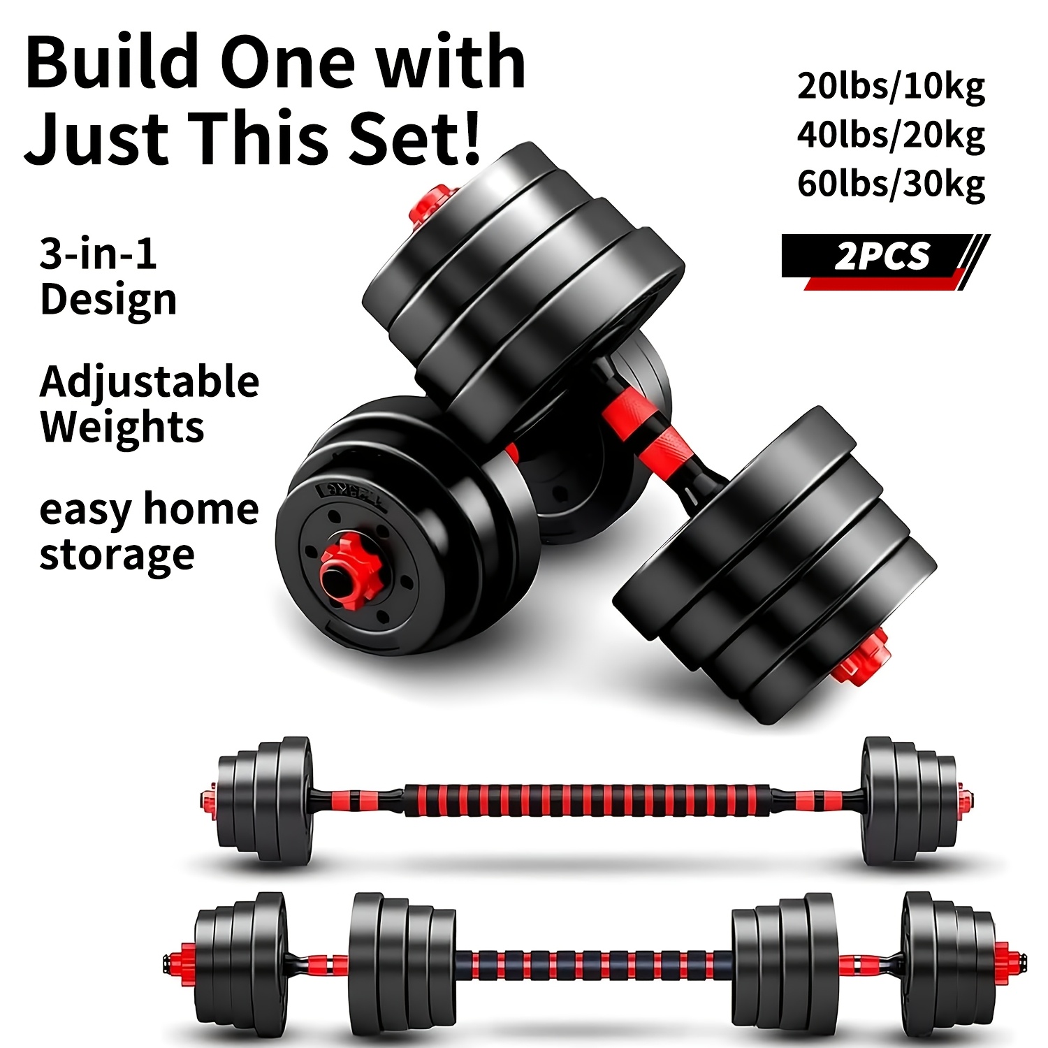 adjustable dumbbells sets free weights dumbbells set of 2 convertible to barbell a pair of lightweight for home gym women and men equipment