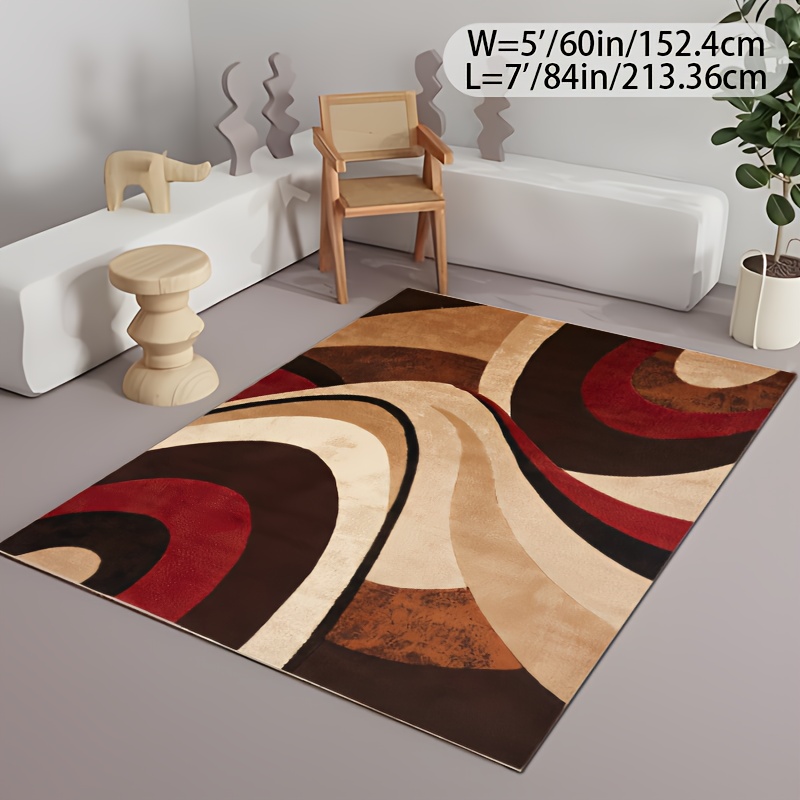 

Luxury Diamond Velvet Area Rug - Nordic Style Red And Brown, Versatile For Living Room, Bedroom, And More - Polyester Fiber, Anti-slip, Machine Washable, Multiple Sizes Available