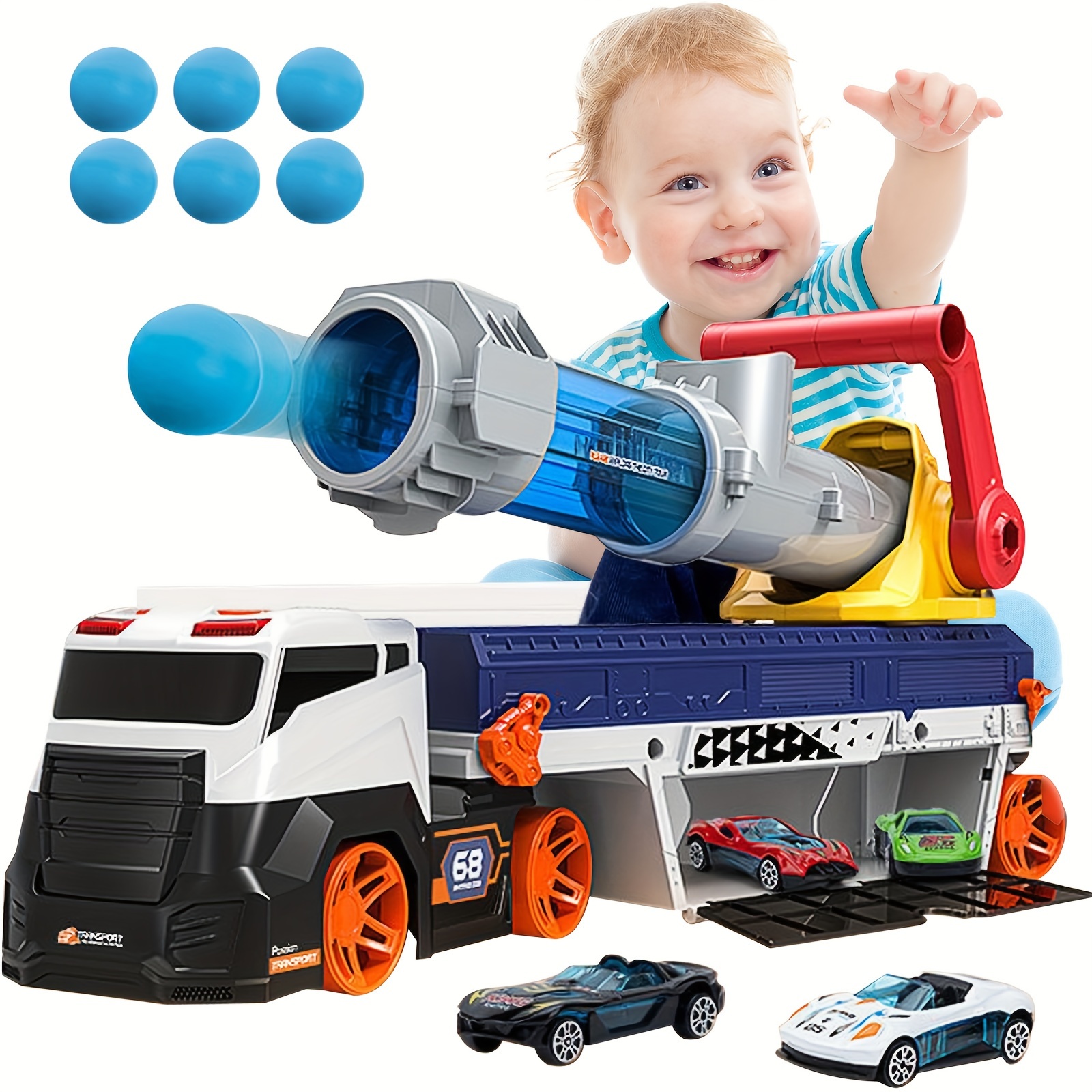 

For Kids, Ejection Car And 6 Metal Car &sounds, Toy Toddlers For Christmas And