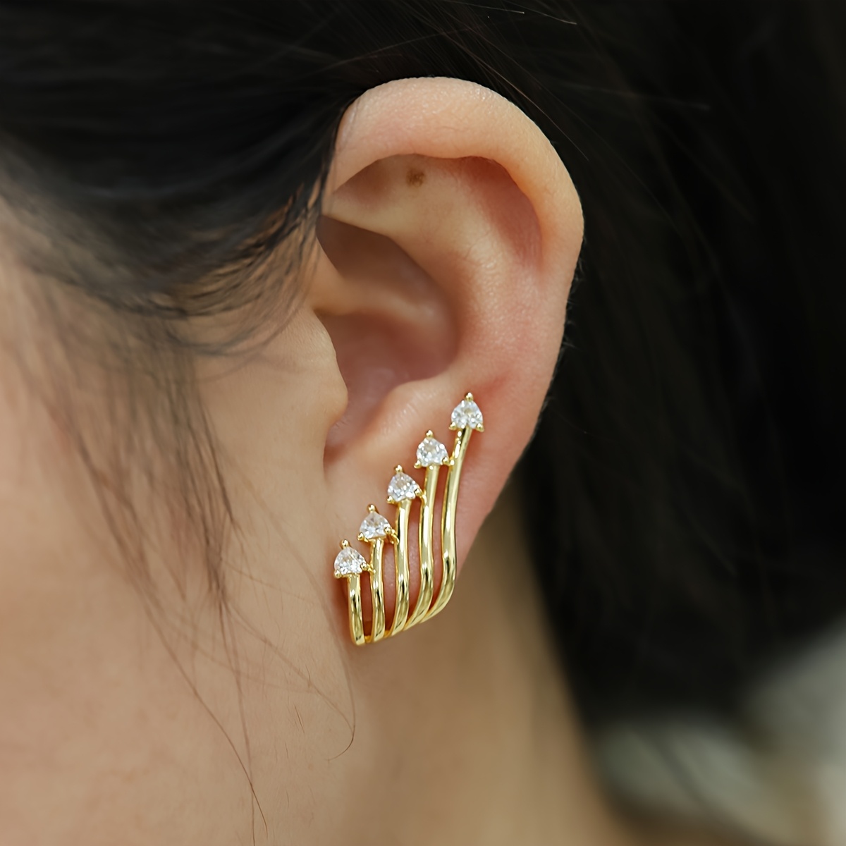 Sparkling CZ Angel Wing Stud Earrings, Copper Plated for Parties & Festivals
