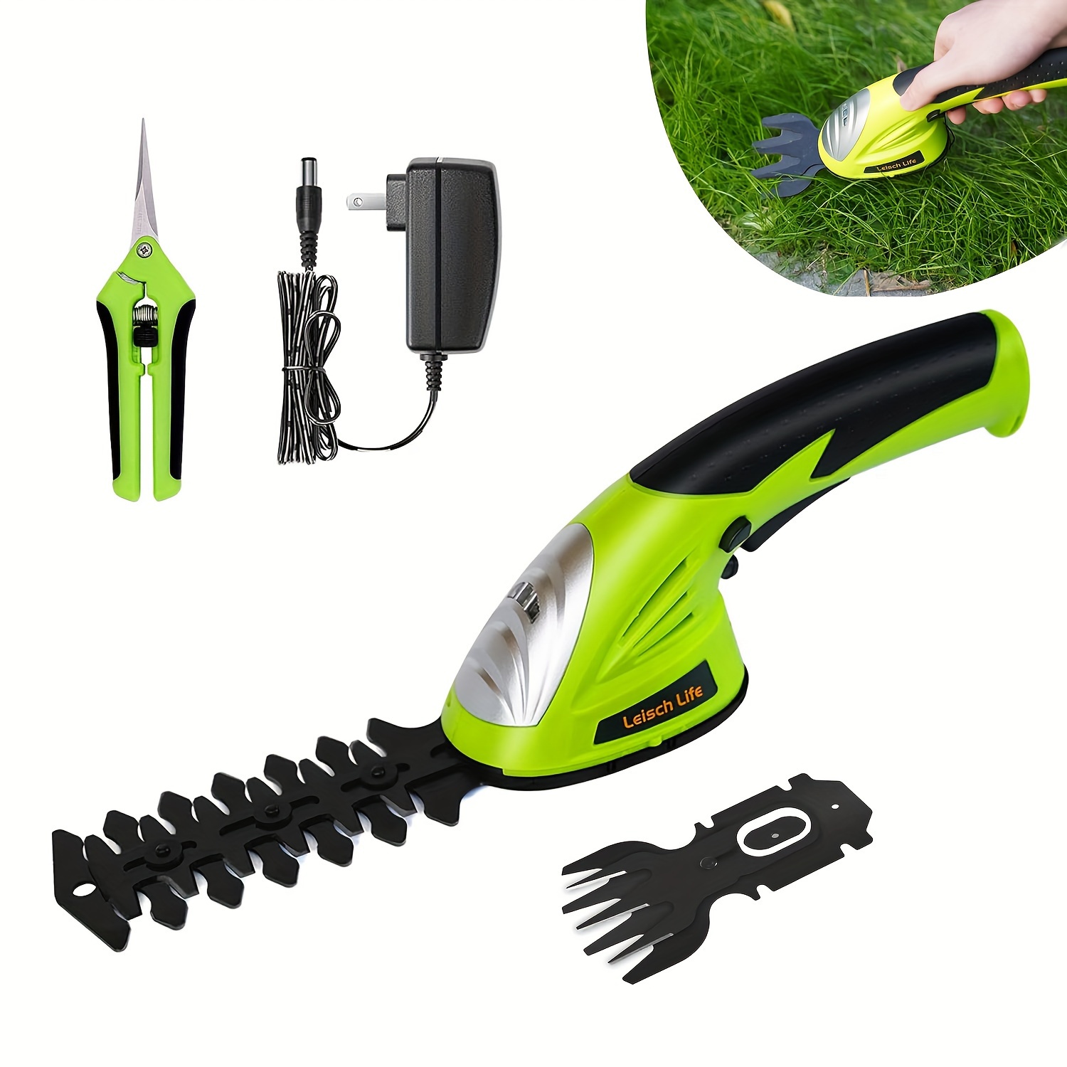 

Cordless Grass Shear & Shrubbery Trimmer - 2 In 1 Handheld Hedge Trimmer, Electric Grass Trimmer Hedge Shears/grass Cutter W/pruning Scissor Rechargeable Lithium-ion Battery And Charger Included