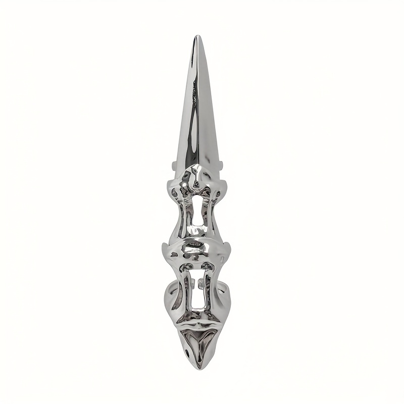 TEMU 1pc Creative Textured Stainless Steel Metal Wolf Claw Ring, Adjustable Nail Guard, Party Decoration Photo Prop