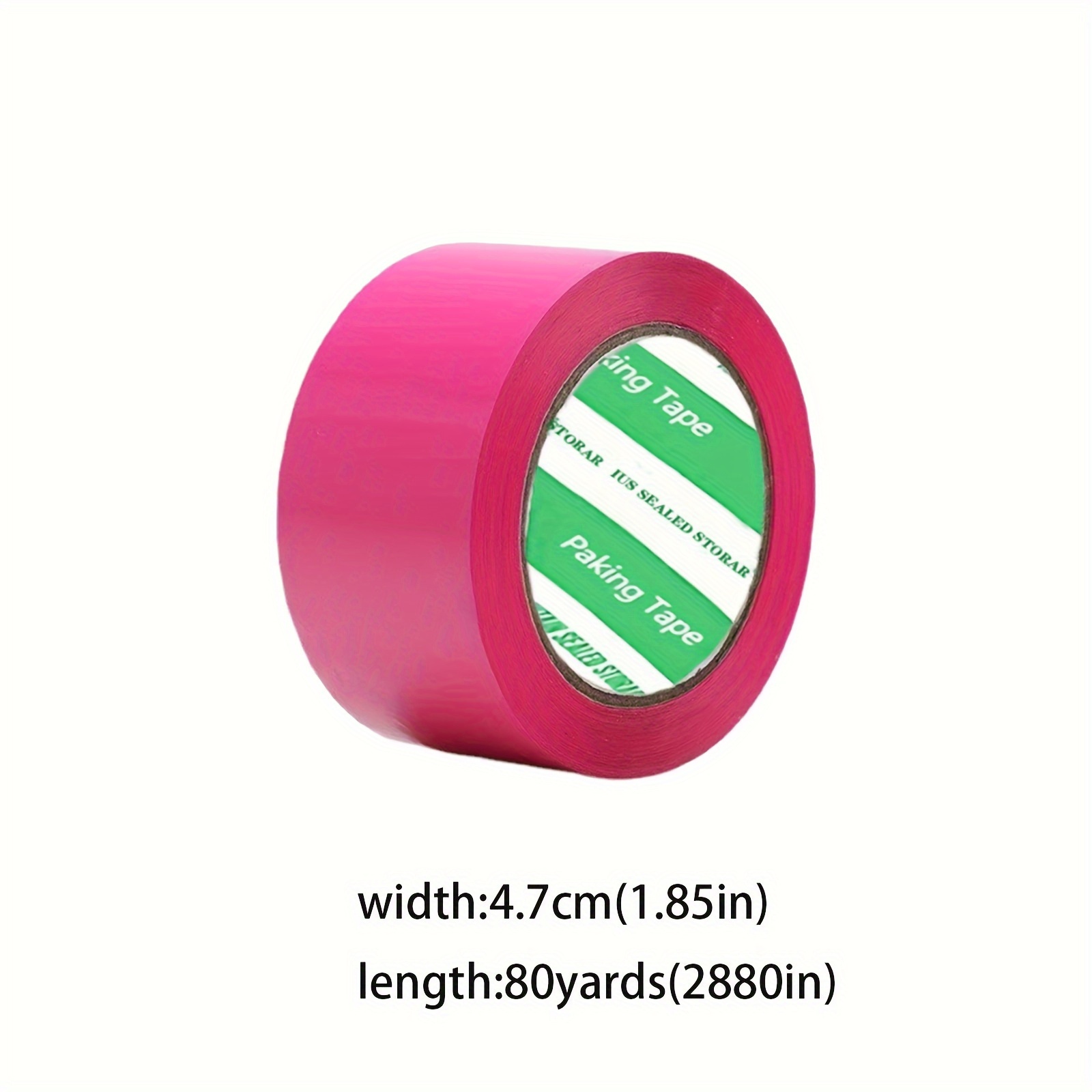 Image of A Roll Of Fuchsia Packing Tape, 1.85 Inches Wide And In 40 Or 80 Yards, With A Thickness Of 2.0 Mils, Suitable For Furniture Storage, Office Packaging, And Gift Box Wrapping