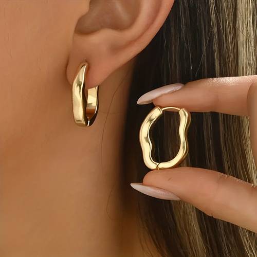 elegant irregular u shaped hoop earrings for women chic minimalist for daily wear parties alloy with stainless steel posts novelty earrings thanksgiving