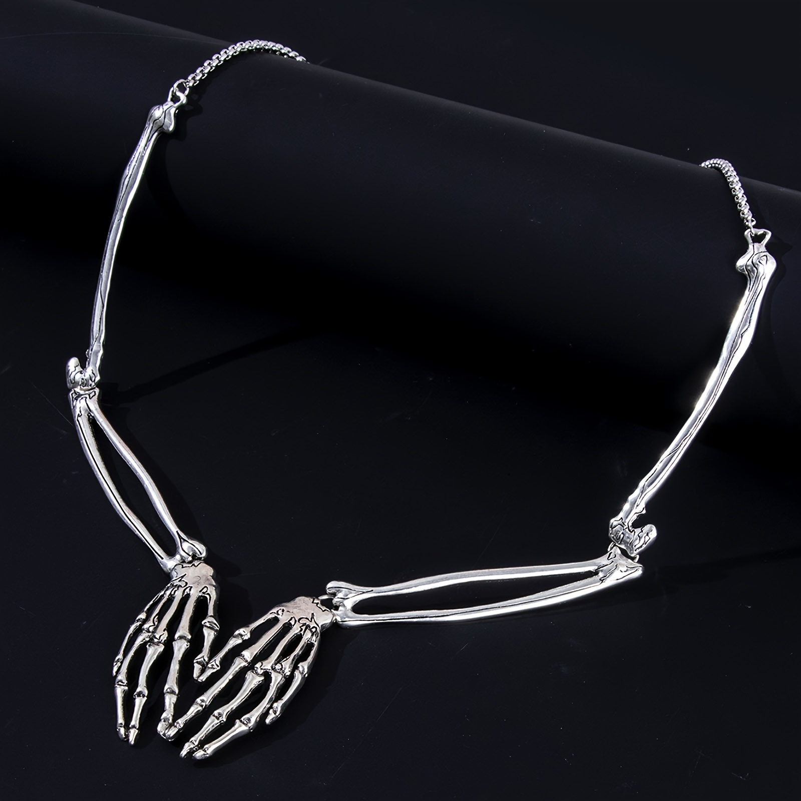 gothic skeleton hand claw pendant necklace iron Temu
