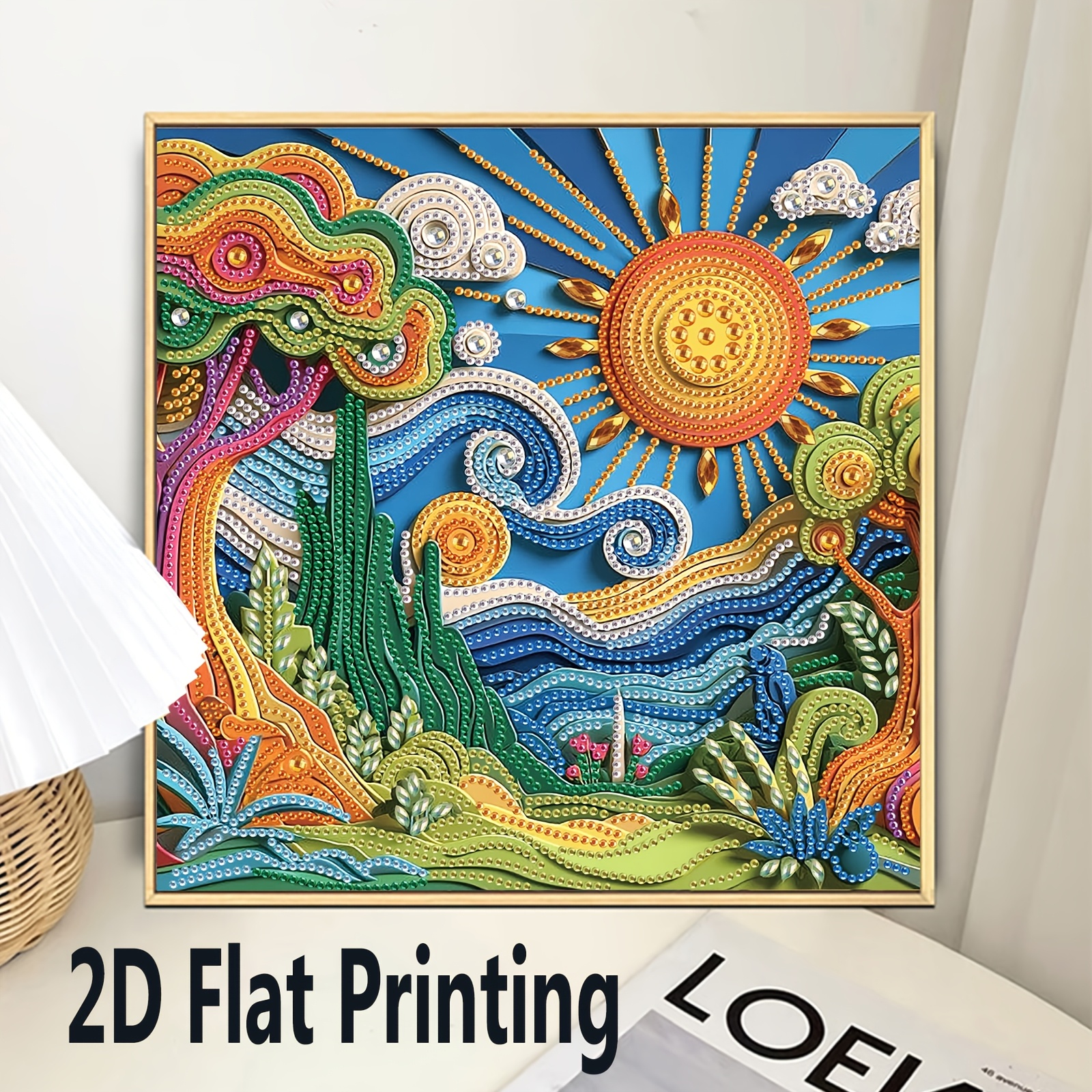 TEMU 2d Flat Printing Diamond Painting Set With Landscape Oil Painting Style, 5d Diamond Painting Irregular Diamond Painting Set Suitable For