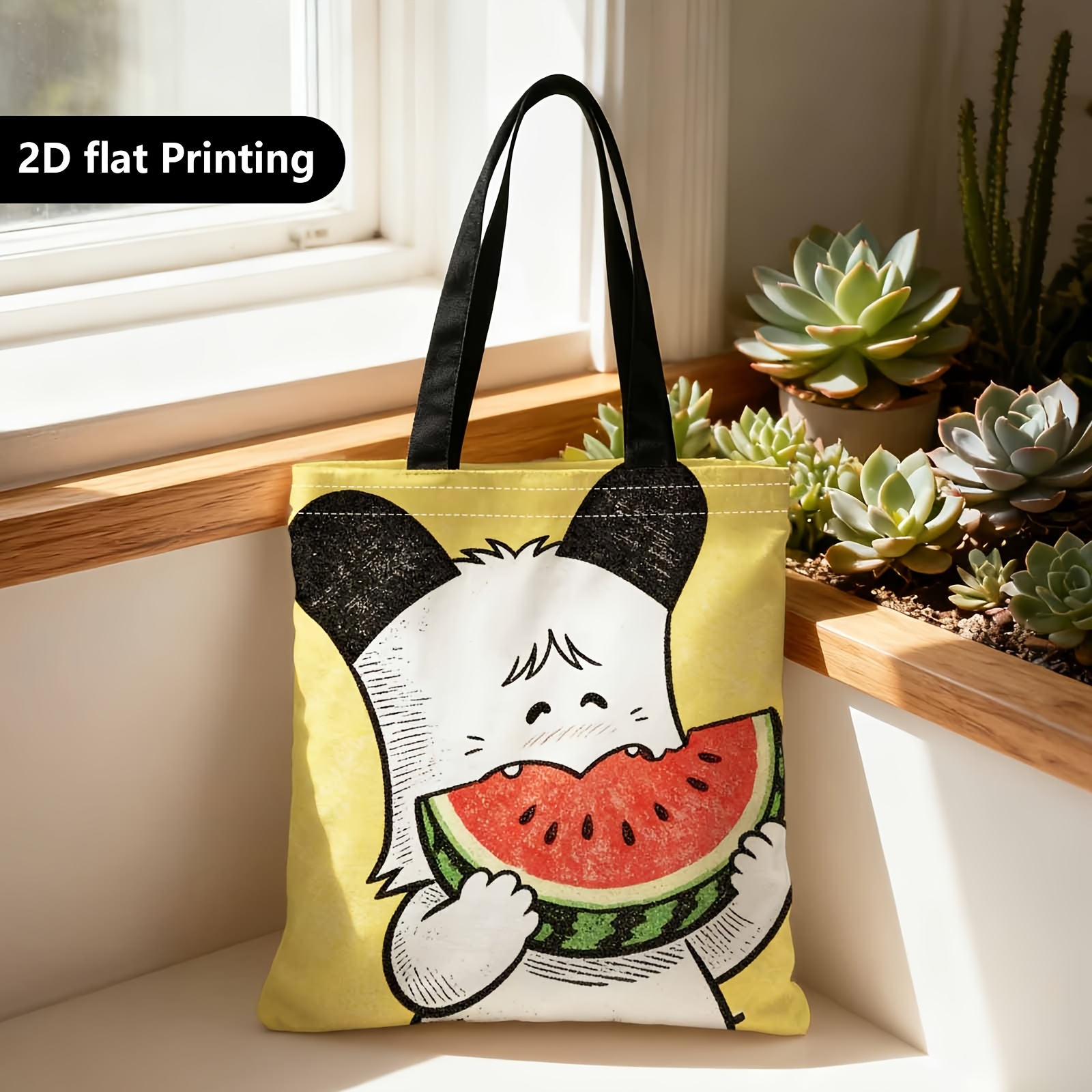 TEMU Borsa Shopper, Borsa da Spalla a Tracolla Portatile per , a , 2D Stampa Bifacciale, , Melone, , adatta per Viaggi, Cosmetici, Borse per Riporto