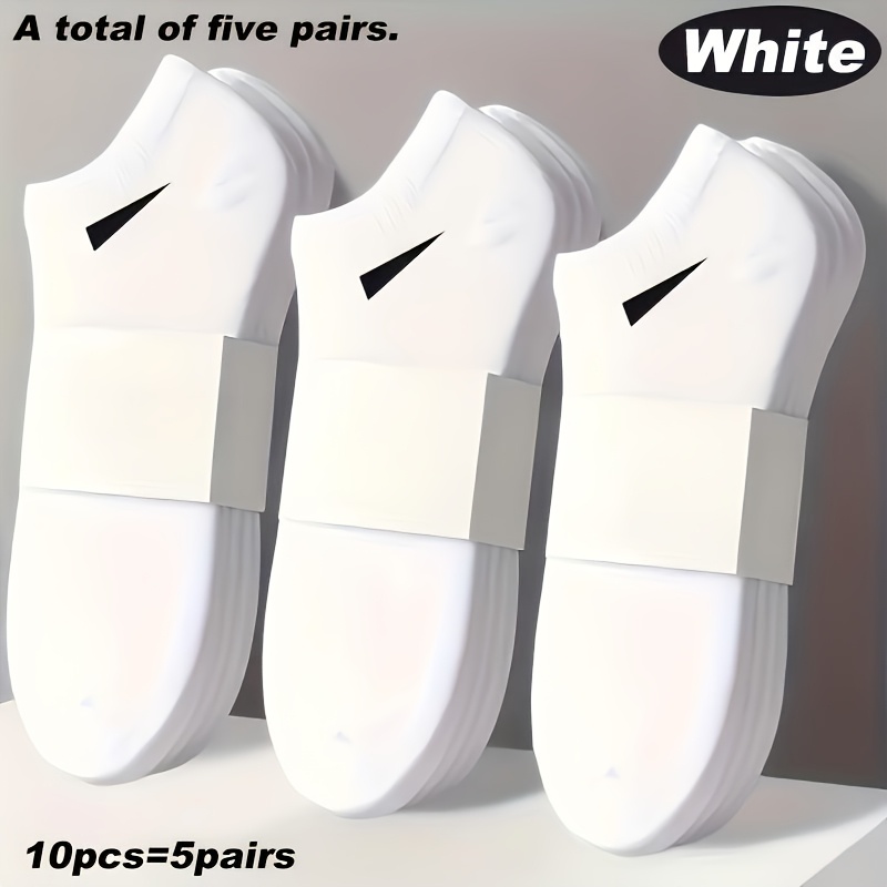 10pcs 5 pairs mens breathable socks fiber material lightweight and easy solid   black white gray durable   suitable for daily   versatile shoes fashionable style   soft fabric