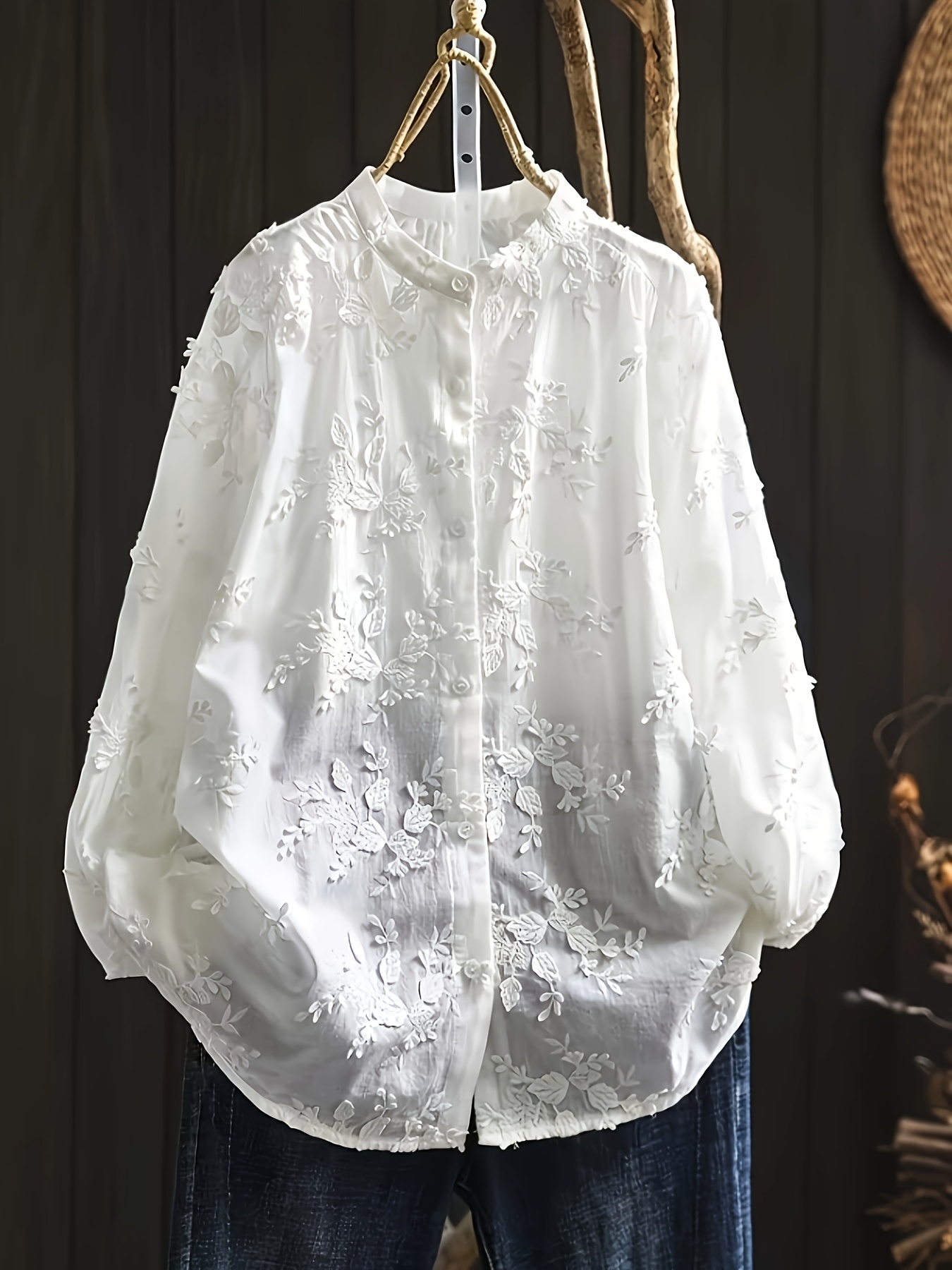 cross border womens loose ethnic style shirt simple and loose top for spring autumn