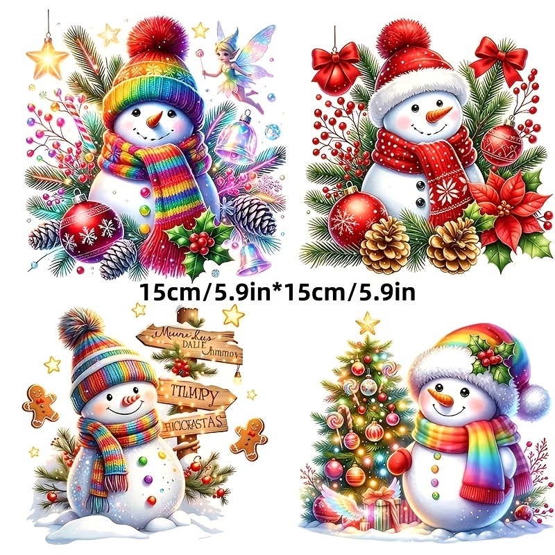TEMU Four-in-one Christmas Snowman Themed Car Sticker - Suitable For Cars, Trucks, Motorcycles, Car Windows, And Walls - Self-adhesive, Single-use -