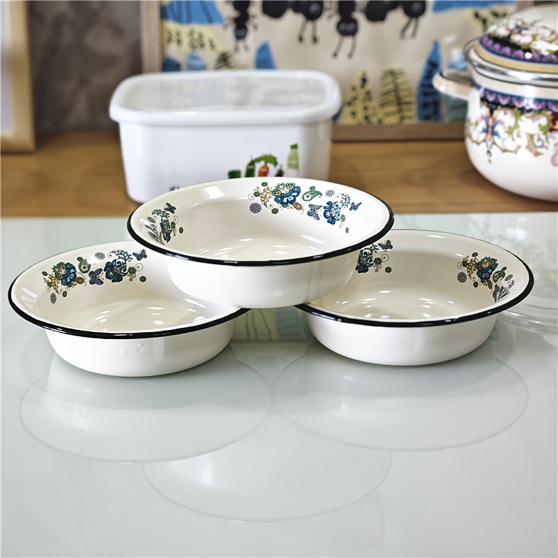 

3pcs Set Enamel Bowls - , - & Dishes For Kitchen And Dining