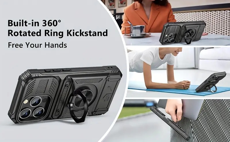 phone case suitable for iphone 17 16 15 14 13 12 11 pro   7 8   it   in a shock resistant heavy duty hard case with metal holder and hidden   slot Product details 2