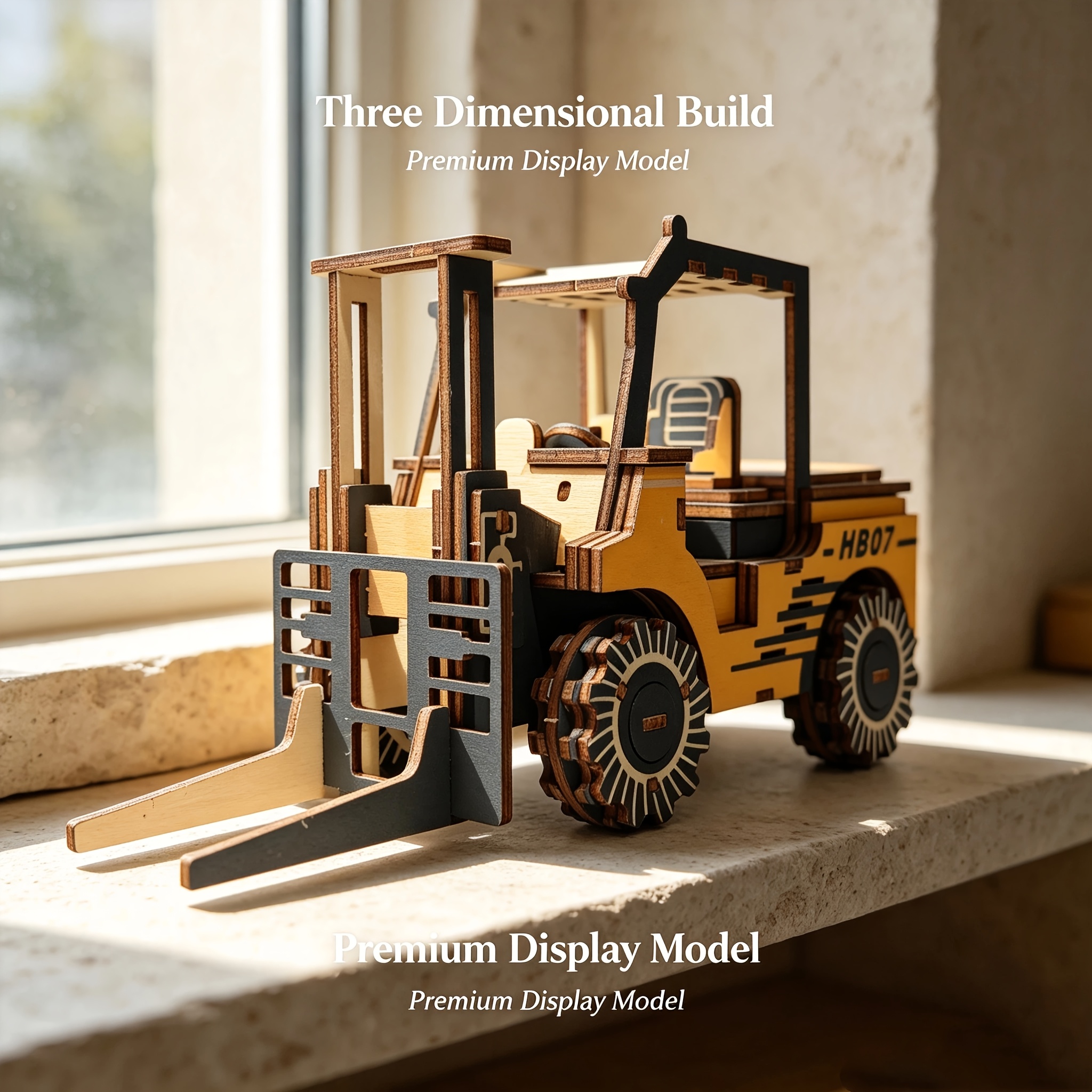 Wooden 3D Puzzle Model (Forklift) | Handmade Assembly