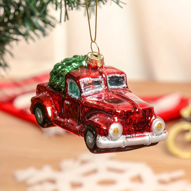Artificial Blown Glass Christmas Tree Ornament Small Hanging Decor Christmas Small Truck