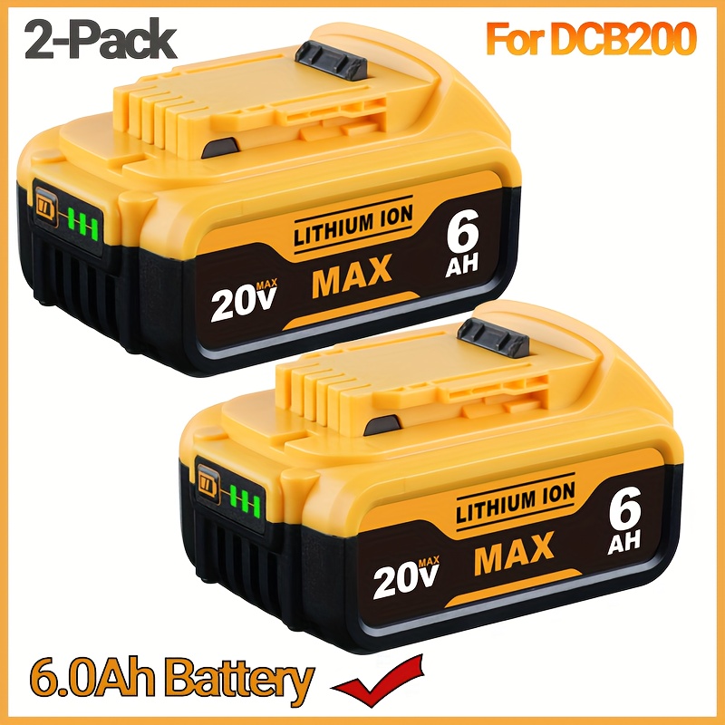 TEMU 2 Pack Compatible For 18v/20v Max Lithium-ion Replacement Battery Compatible Compatible With Dcd/dcf/dcg/dcs Cordless Tools, High-capacity