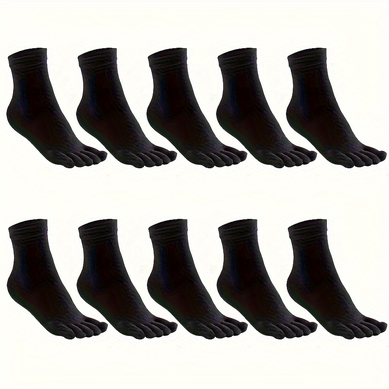 10 Pairs Of Men's Odor-resistant, Sweat-absorbing Mid-calf Socks, Comfortable And Breathable Five-toe Socks For Autumn And Winter, Suitable For Daily And Outdoor Wear, Wearable In , Sweat-resistant