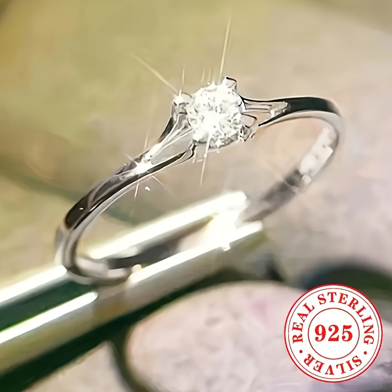 1pc s925 sterling prong engagement ring Temu