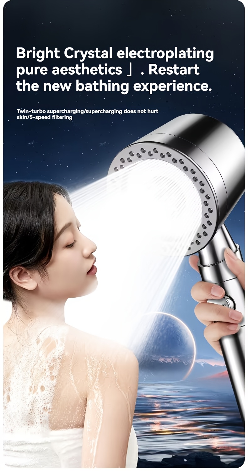 1pc german quality high pressure handheld shower head with 5 adjustable built in filter easy wall mount installation polished ideal for luxurious bathroom showers new years gift shower accessories for shower use Product details 1